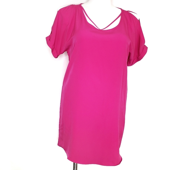 Metaphor Fuchsia Pink Cold Shoulder Dress Size Med - Picture 2 of 11